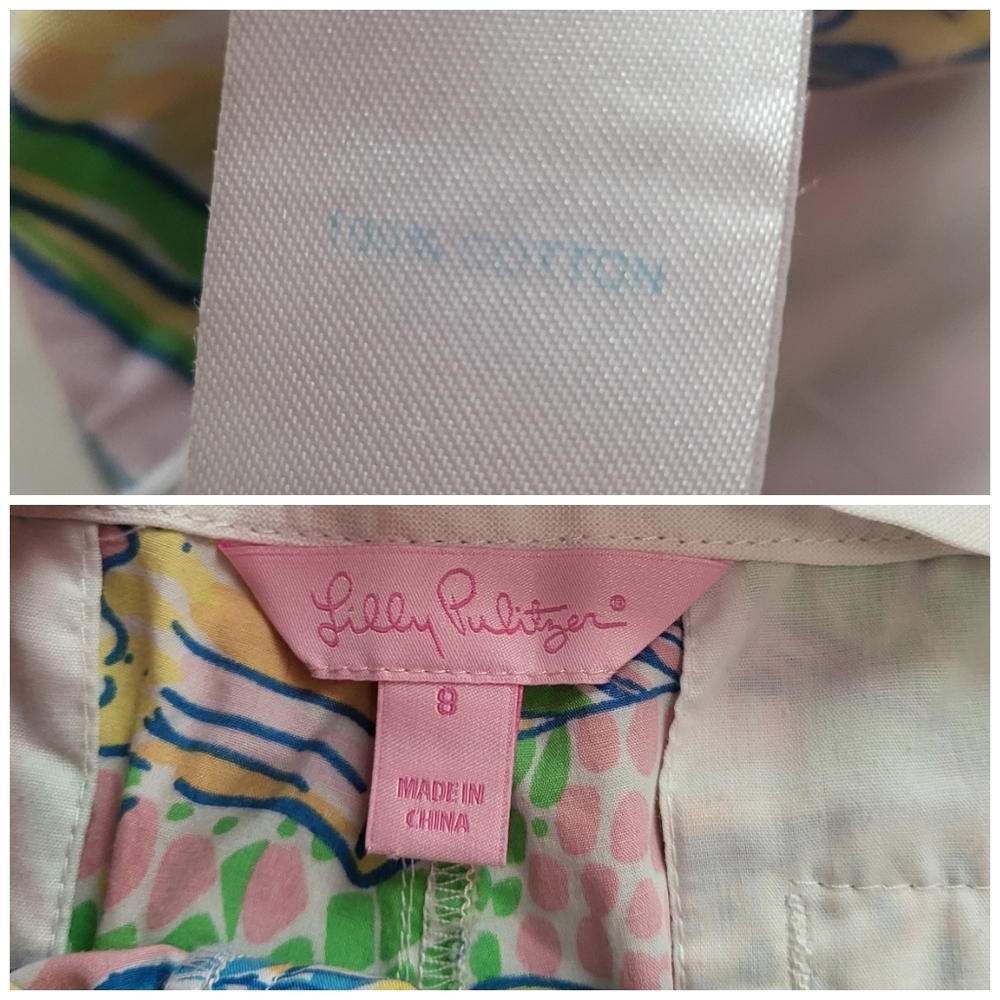 🌿Lilly Pulitzer Tropical Fish Print Bermuda Shorts Women's Size 8 Pastel Beach - Picture 7 of 11